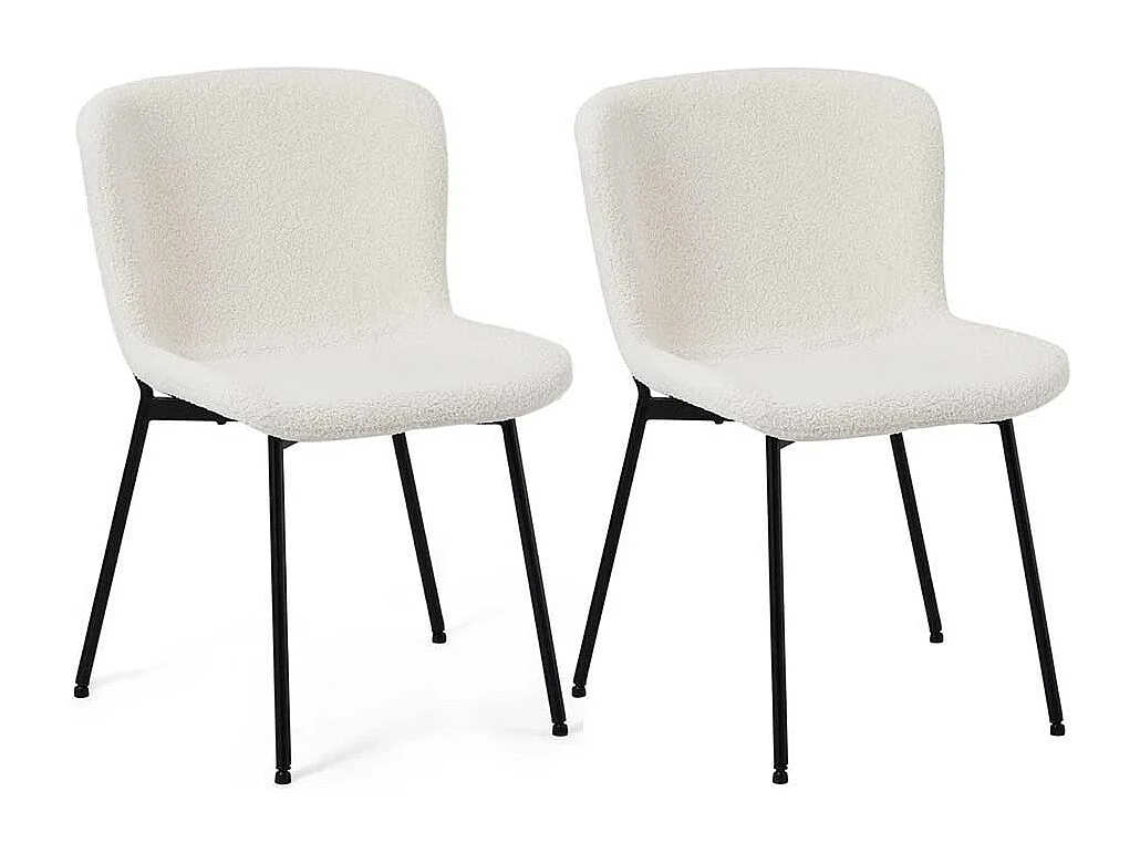 Stuhl Esszimmer Essstuhl aus Boucle mit Gestell aus Metall (2er Set)