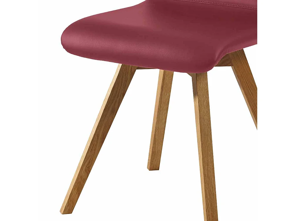 Stuhl in Dunkelrot Kunstleder Wildeiche Massivholz