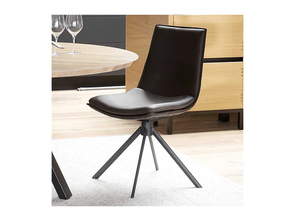 Drehbare Polsterstühle in Braun Echtleder modern (2er Set)