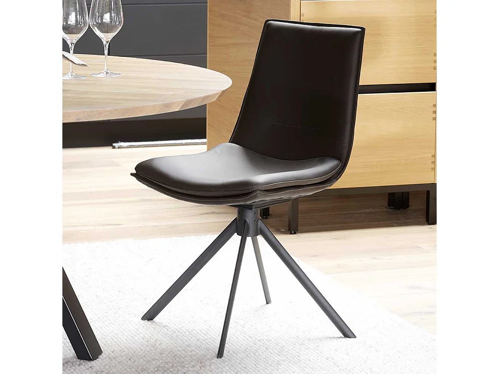 Drehbare Polsterstühle in Braun Echtleder modern (2er Set)