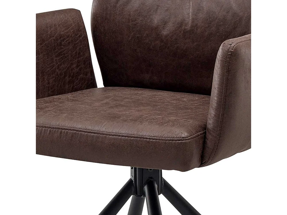 Esszimmerarmlehnstuhl Set in Braun und Schwarz Gestell aus Metall (2er Set)