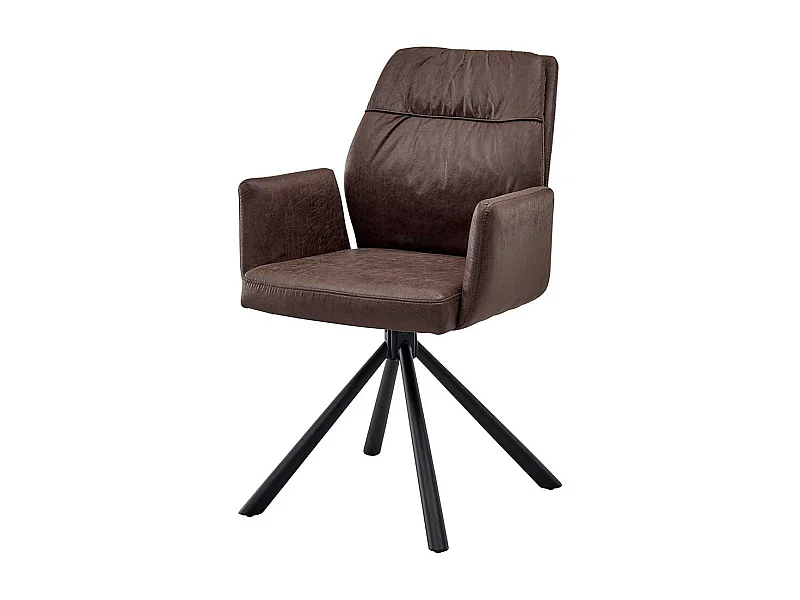 Esszimmerarmlehnstuhl Set in Braun und Schwarz Gestell aus Metall (2er Set)