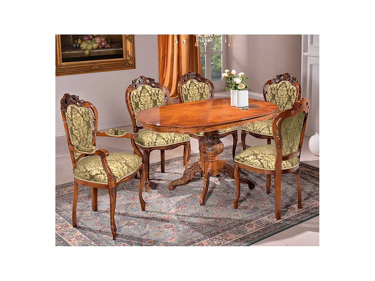 Barockstil Stuhl in Nussbaumfarben Beige Gold