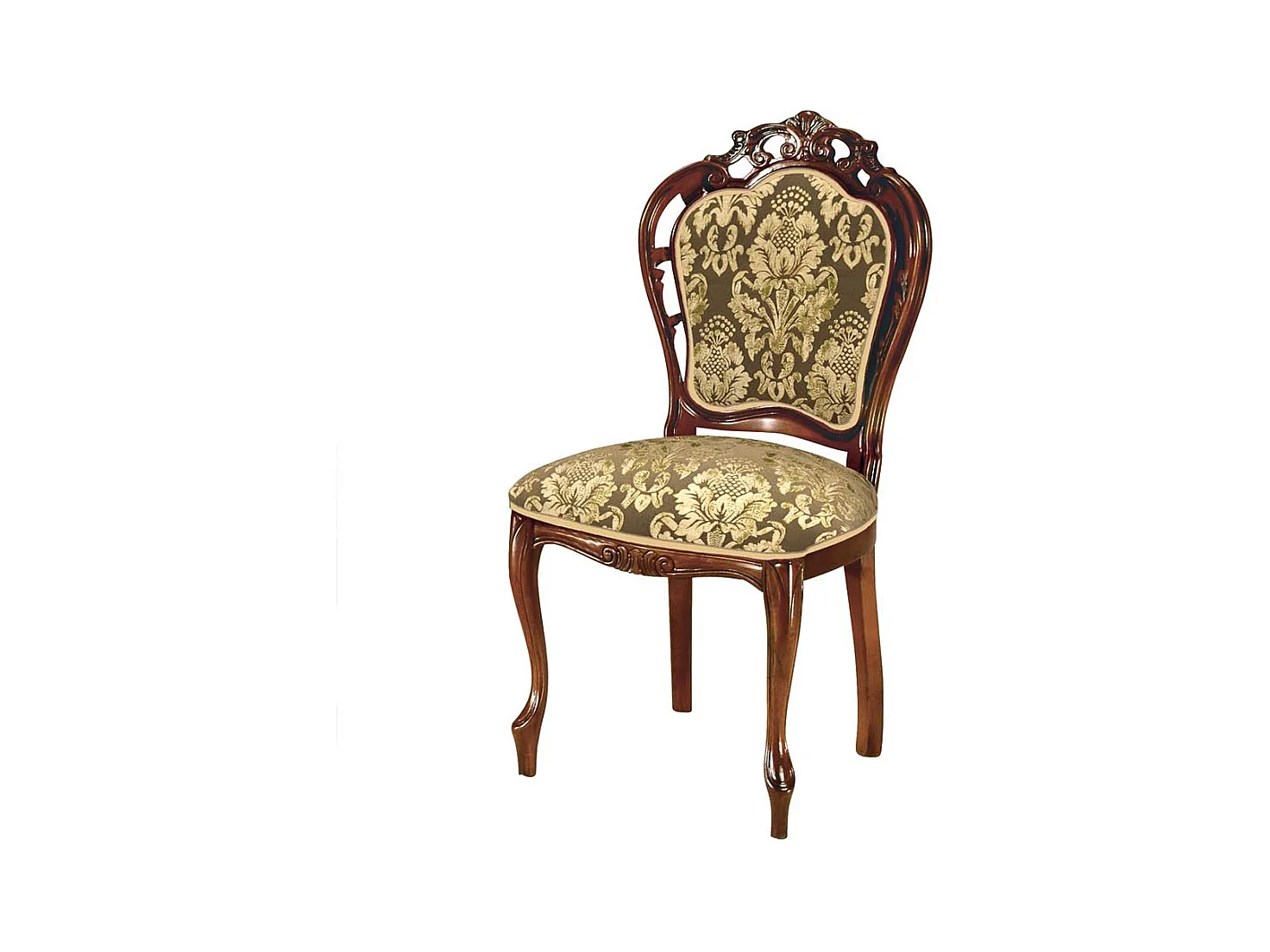 Barockstil Stuhl in Nussbaumfarben Beige Gold