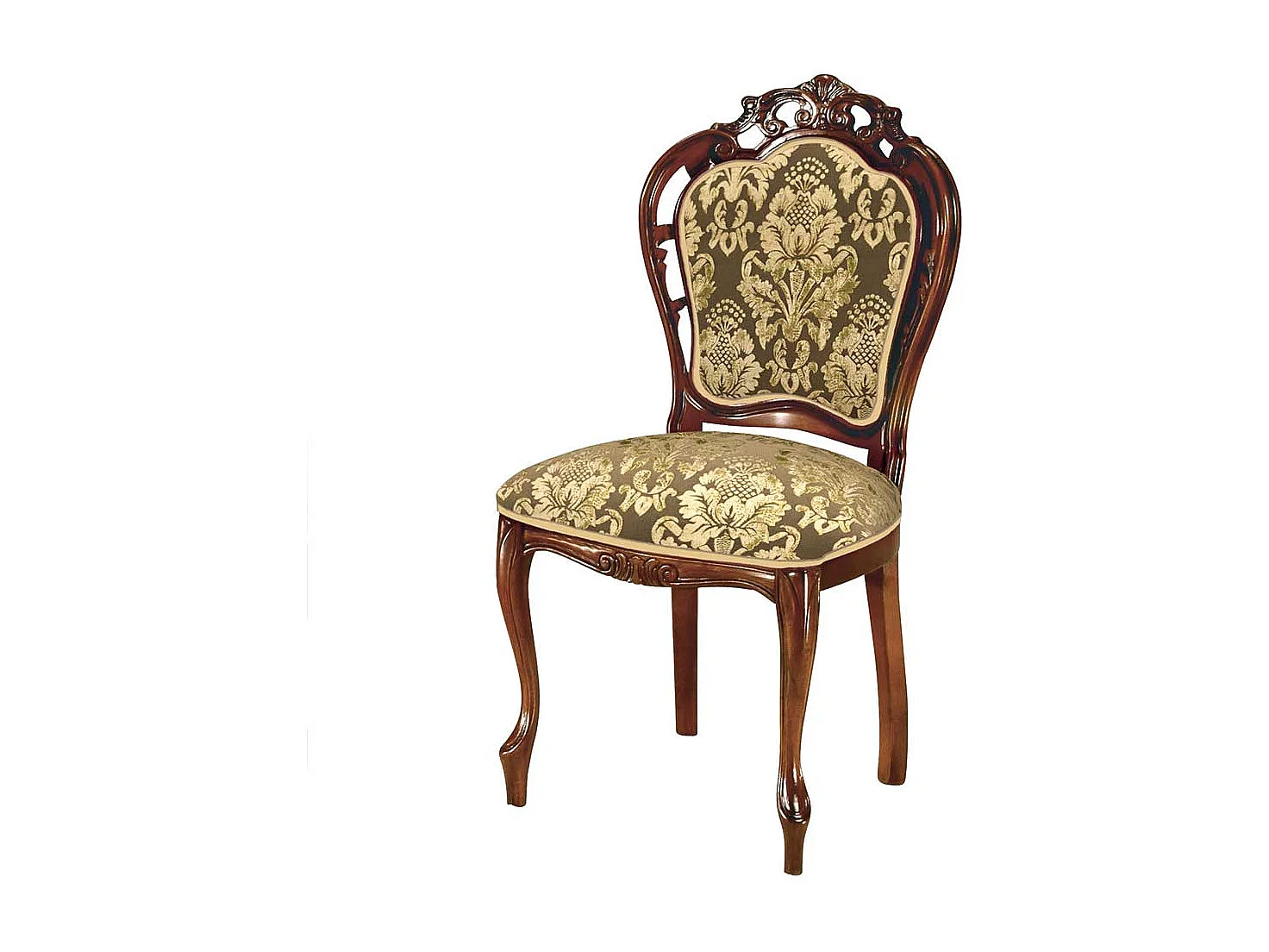 Barockstil Stuhl in Nussbaumfarben Beige Gold