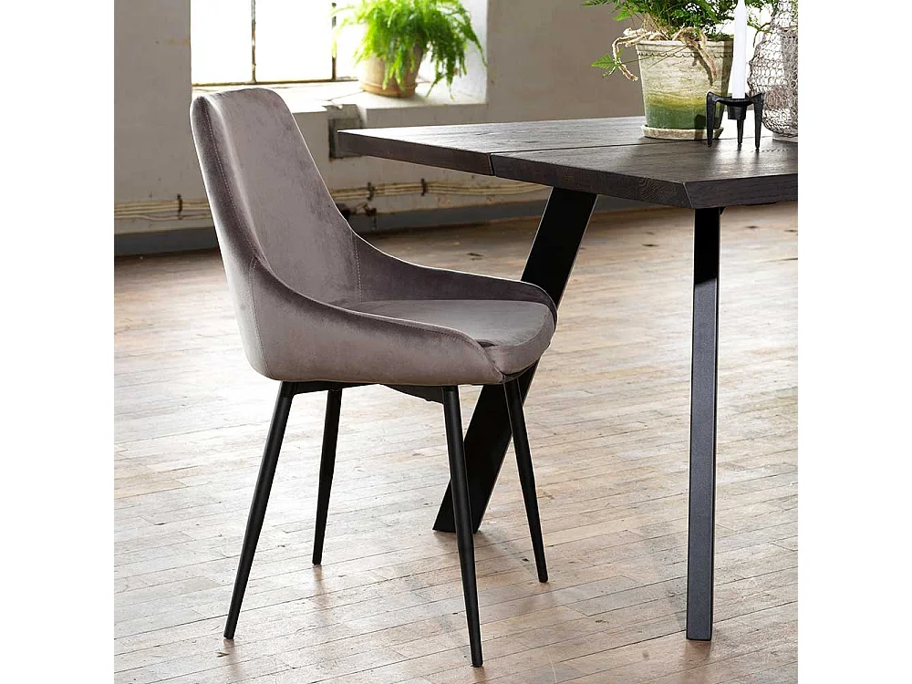 Küchenstuhl Set aus Samt Metallgestell (2er Set)