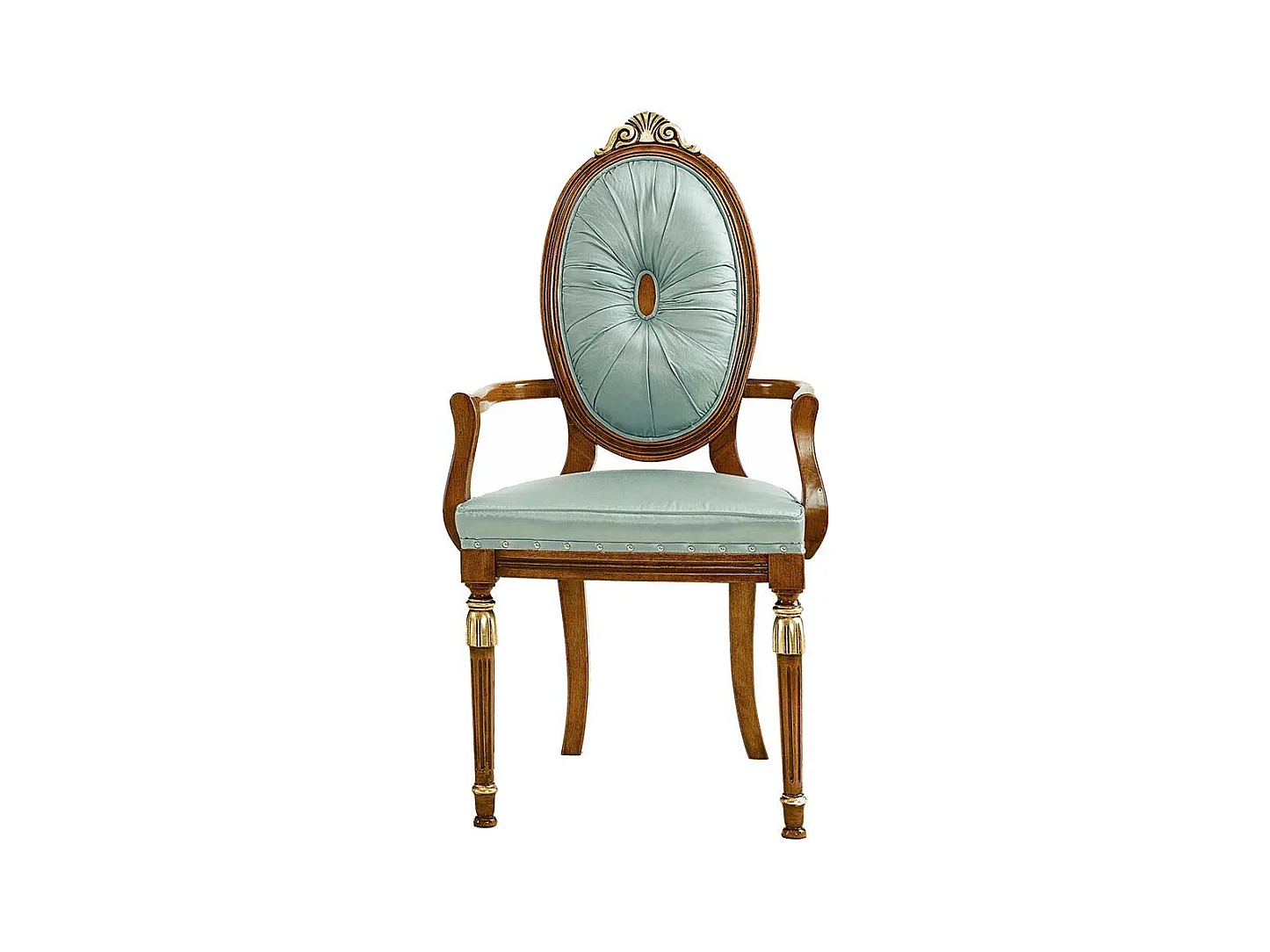 Barockstil Armlehnstuhl in Mintgrün Gestell aus Massivholz