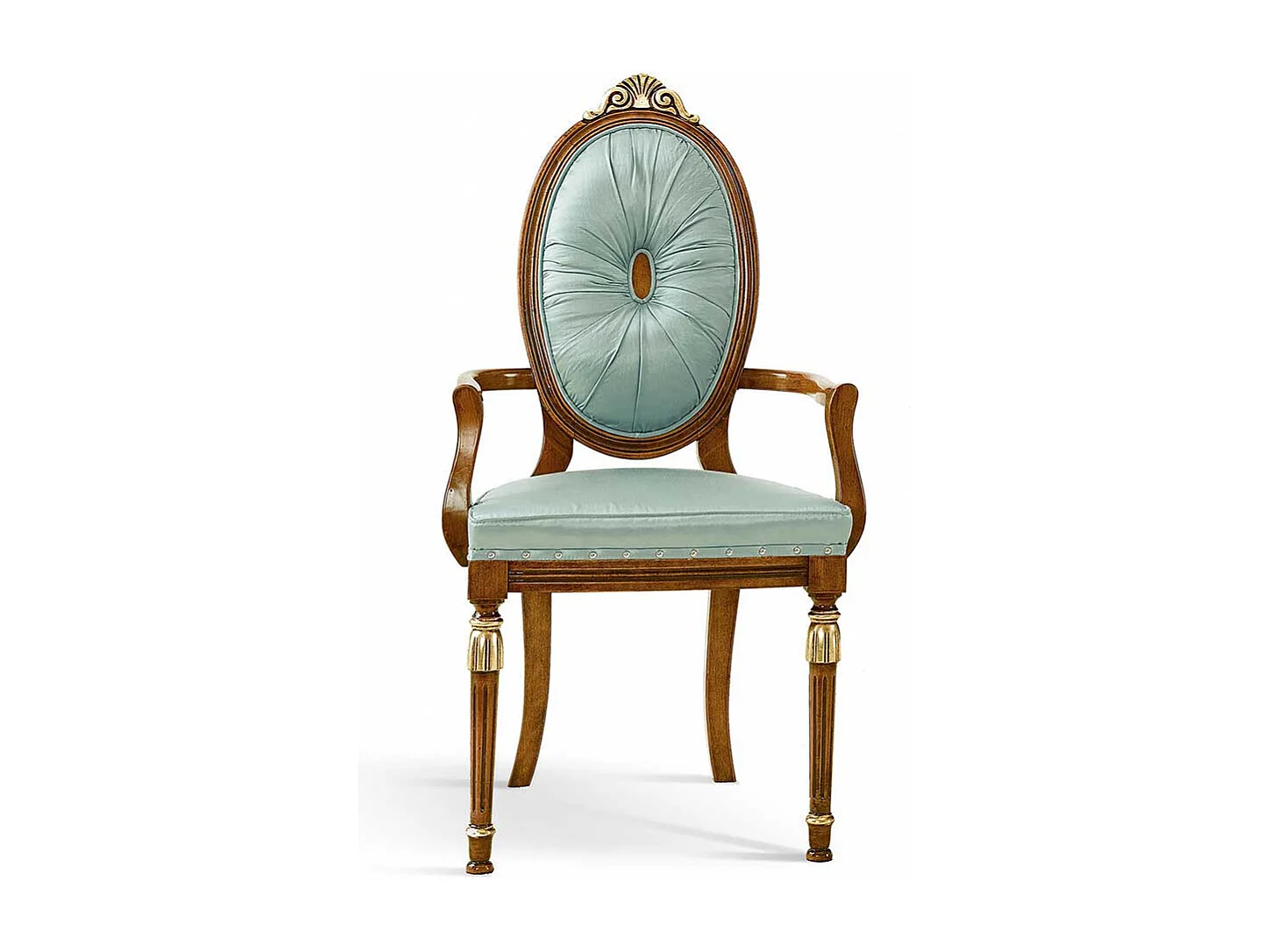 Barockstil Armlehnstuhl in Mintgrün Gestell aus Massivholz