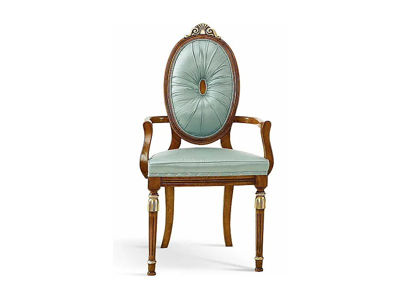Barockstil Armlehnstuhl in Mintgrün Gestell aus Massivholz