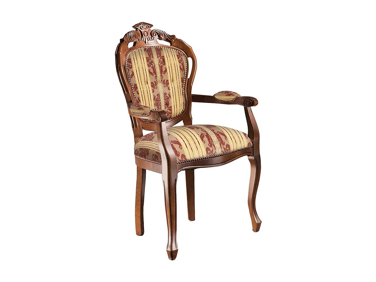 Armlehnstuhl Polsterstuhl in Dunkelrot und Nussbaumfarben