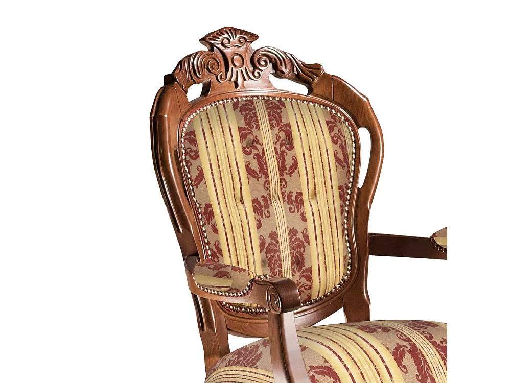 Armlehnstuhl Polsterstuhl in Dunkelrot und Nussbaumfarben