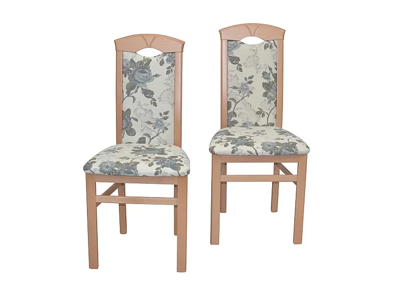Esstisch Stühle Buche mit Blumen Motiv Beige bunt (2er Set)