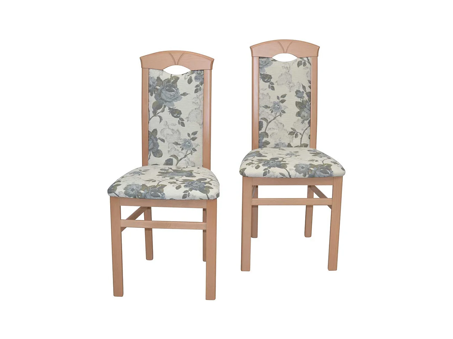 Esstisch Stühle Buche mit Blumen Motiv Beige bunt (2er Set)