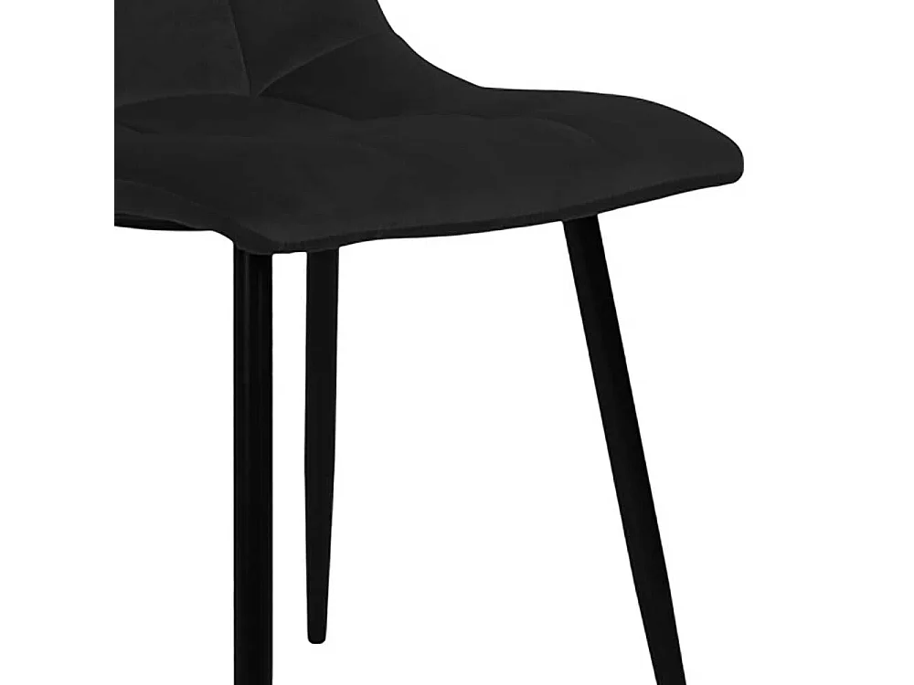 Schalenstuhl in Schwarz Samt aufwendige Steppungen (2er Set)