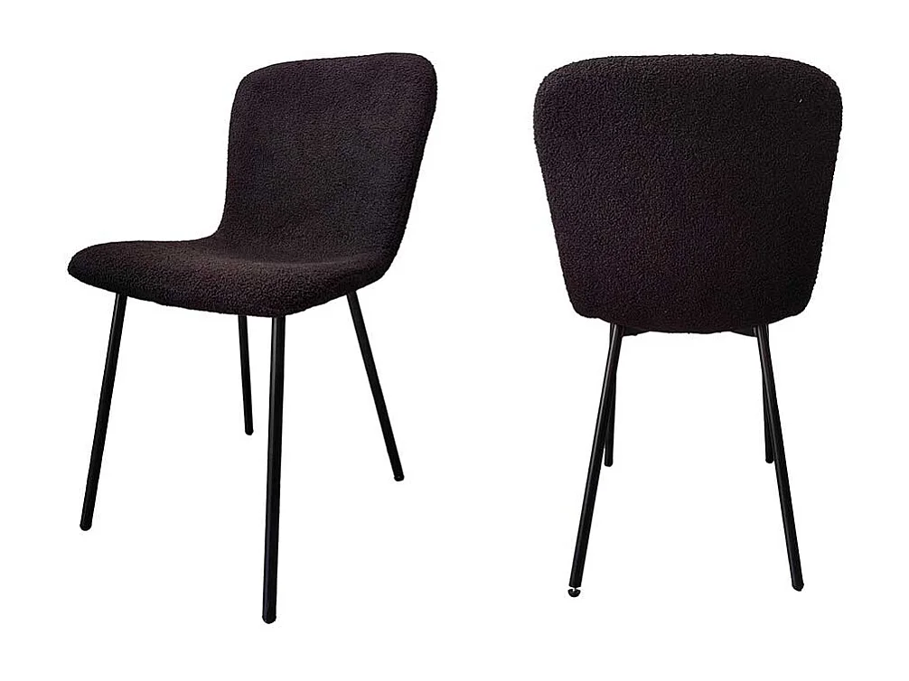 4 Esstisch Stühle schwarz aus Boucle Stoff und Metall 44 cm breit (4er Set)