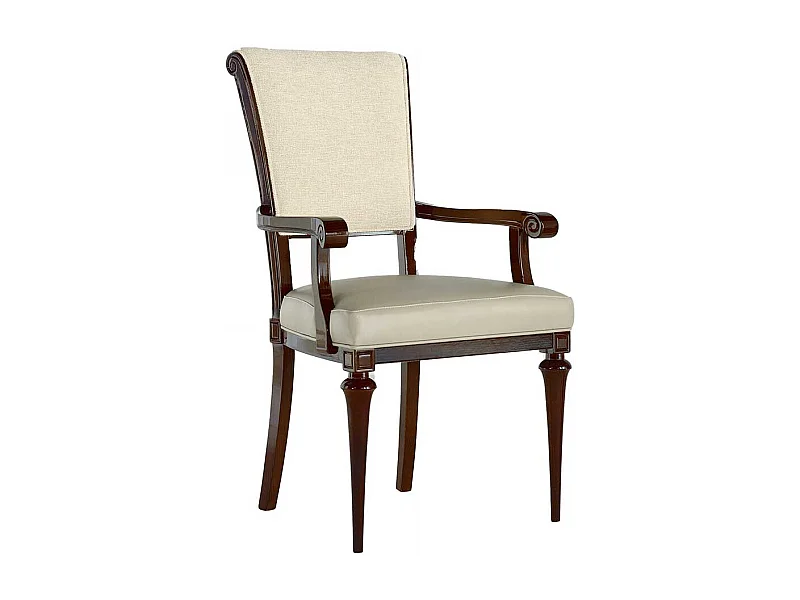 Polsterstuhl Esszimmer mit Armlehnen in Beige Dunkelbraun