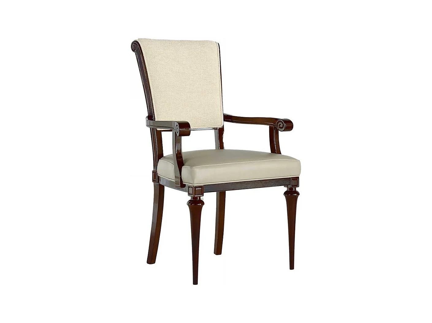 Polsterstuhl Esszimmer mit Armlehnen in Beige Dunkelbraun