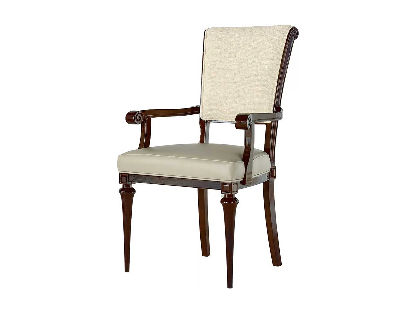 Polsterstuhl Esszimmer mit Armlehnen in Beige Dunkelbraun