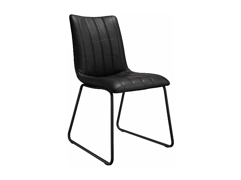 Lederstuhl Set in Schwarz Metallbügeln (2er Set)