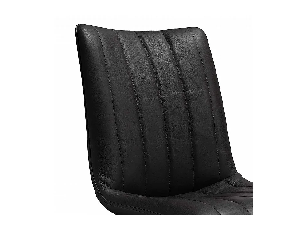 Lederstuhl Set in Schwarz Metallbügeln (2er Set)