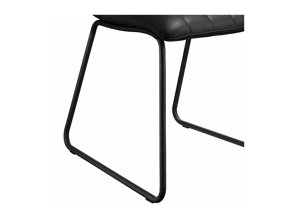 Lederstuhl Set in Schwarz Metallbügeln (2er Set)