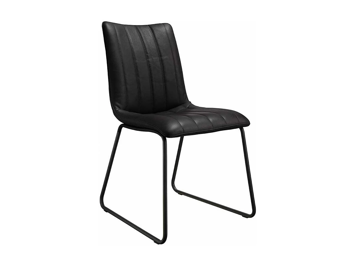 Lederstuhl Set in Schwarz Metallbügeln (2er Set)