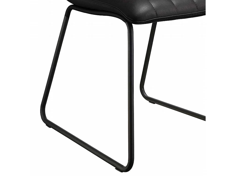 Lederstuhl Set in Schwarz Metallbügeln (2er Set)