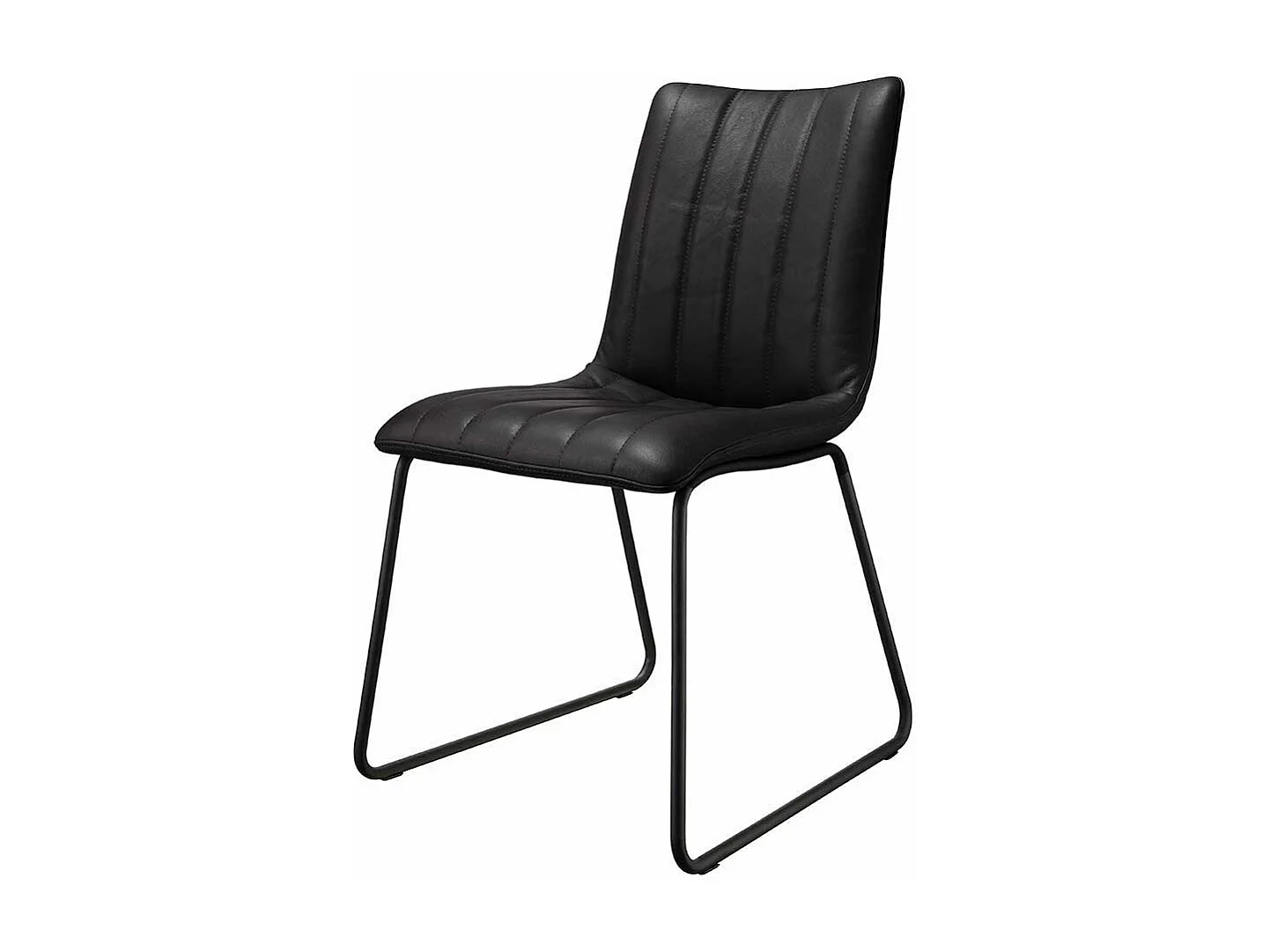 Lederstuhl Set in Schwarz Metallbügeln (2er Set)