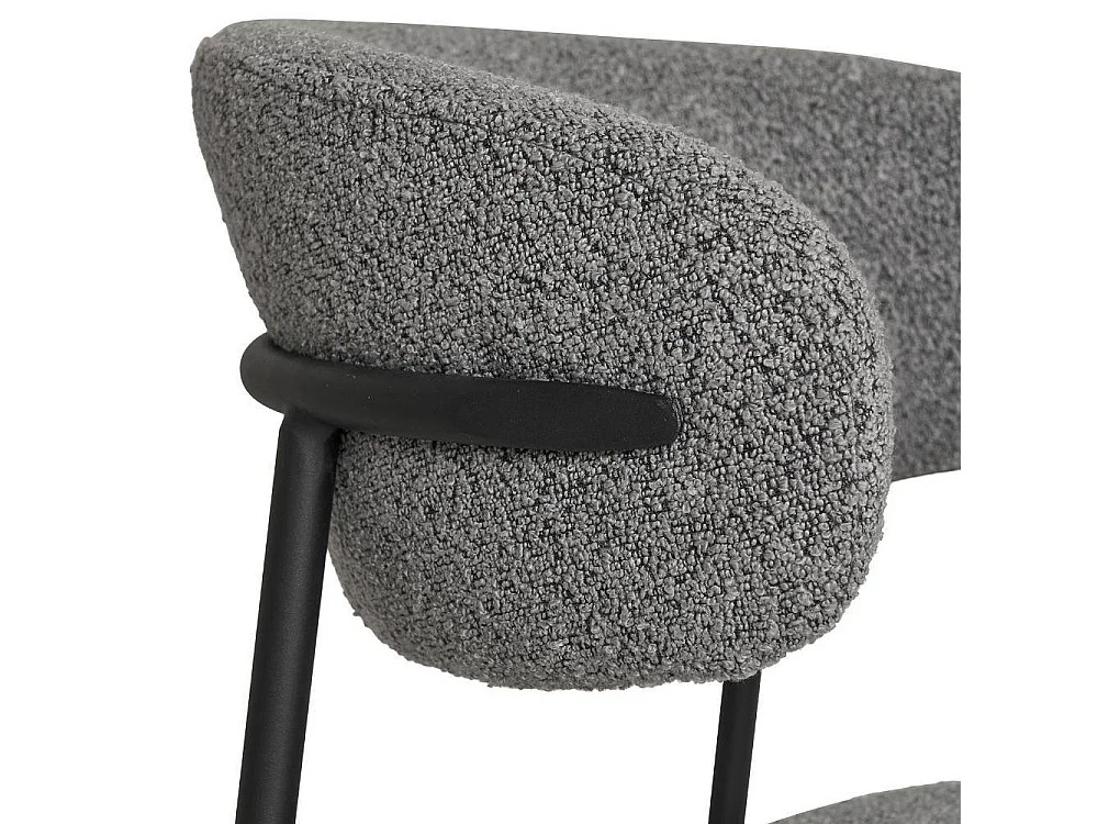 Polsterstuhl Esstischstuhl in Grau aus Boucle Stoff (2er Set)