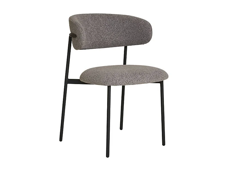 Polsterstuhl Esstischstuhl in Grau aus Boucle Stoff (2er Set)