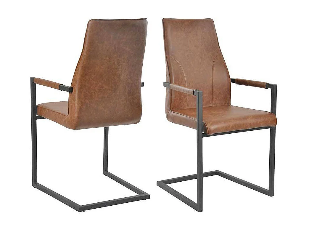 Freischwinger mit Armlehnen Hellbraun (2er Set)