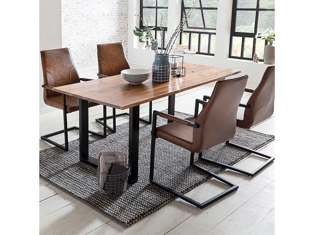 Freischwinger mit Armlehnen Hellbraun (2er Set)