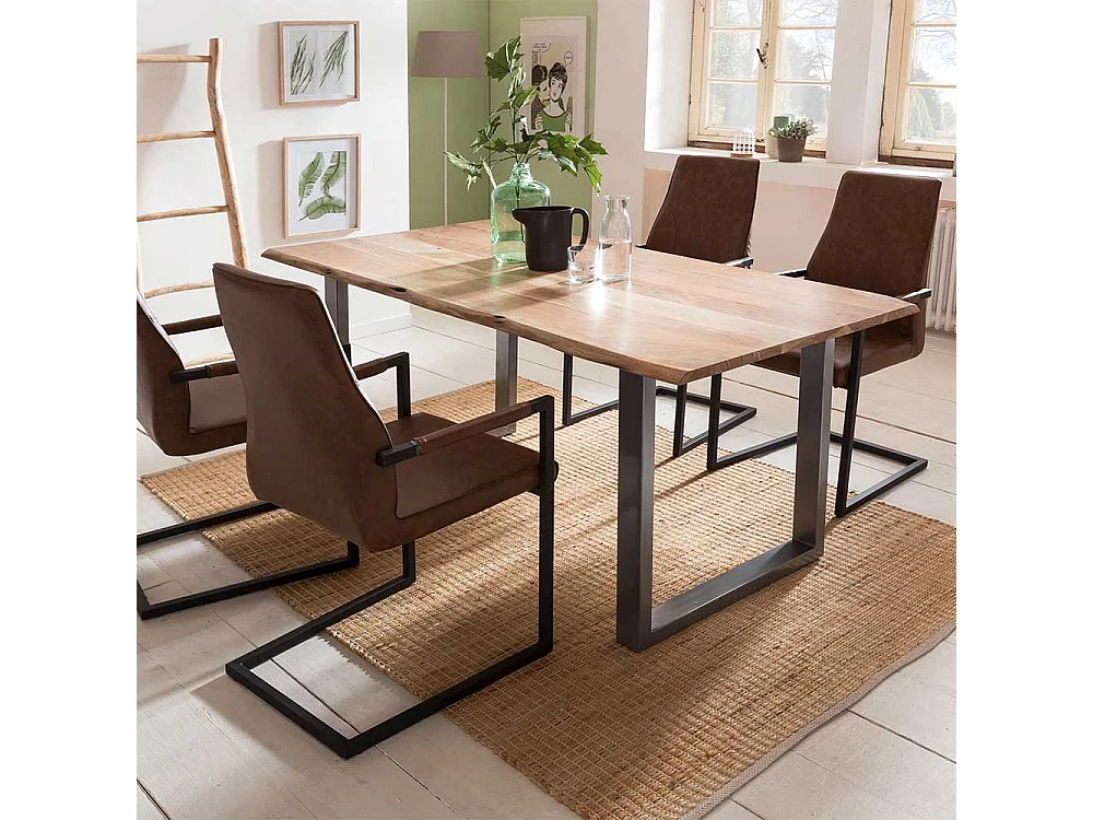 Freischwinger mit Armlehnen Hellbraun (2er Set)