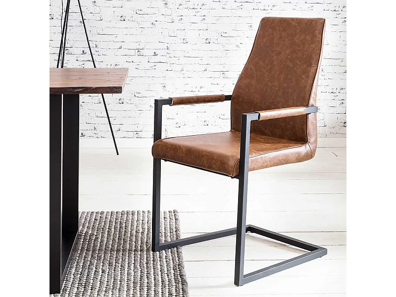 Freischwinger mit Armlehnen Hellbraun (2er Set)