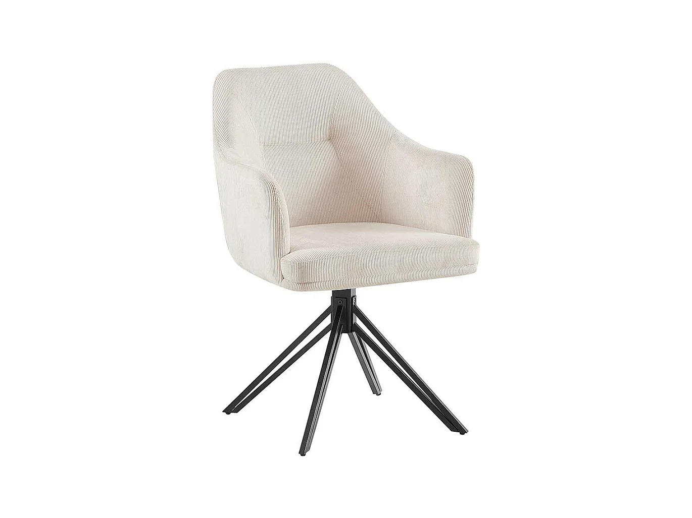 Armlehner Stühle Cord drehbar in Cremefarben Schwarz (2er Set)