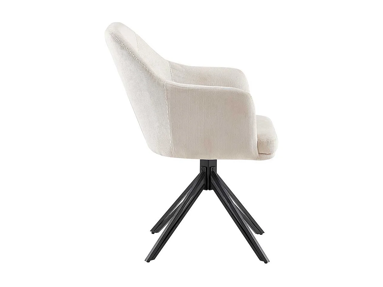 Armlehner Stühle Cord drehbar in Cremefarben Schwarz (2er Set)