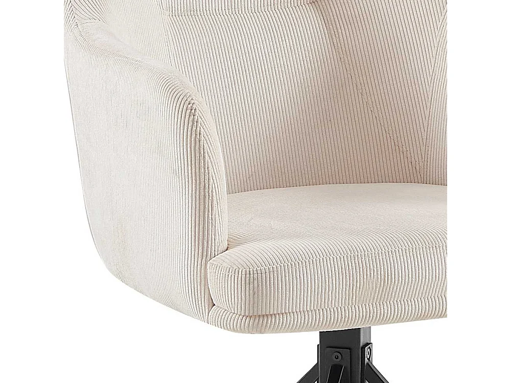 Armlehner Stühle Cord drehbar in Cremefarben Schwarz (2er Set)
