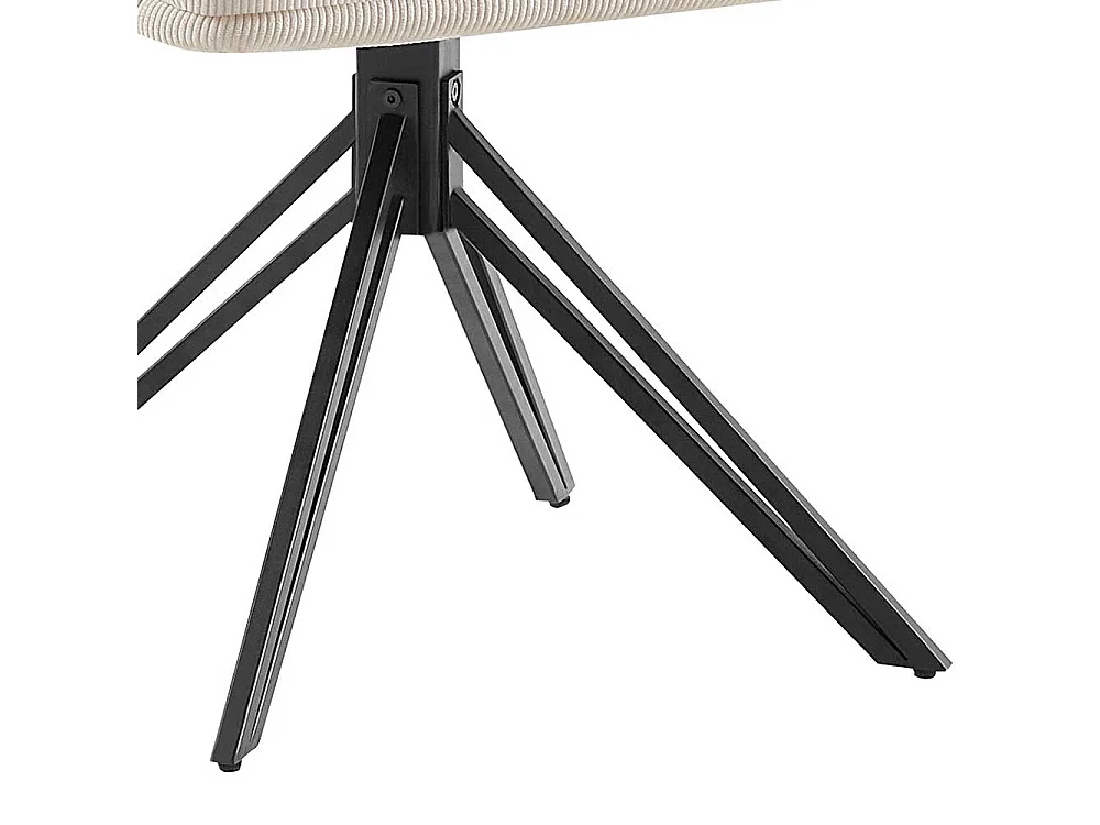 Armlehner Stühle Cord drehbar in Cremefarben Schwarz (2er Set)