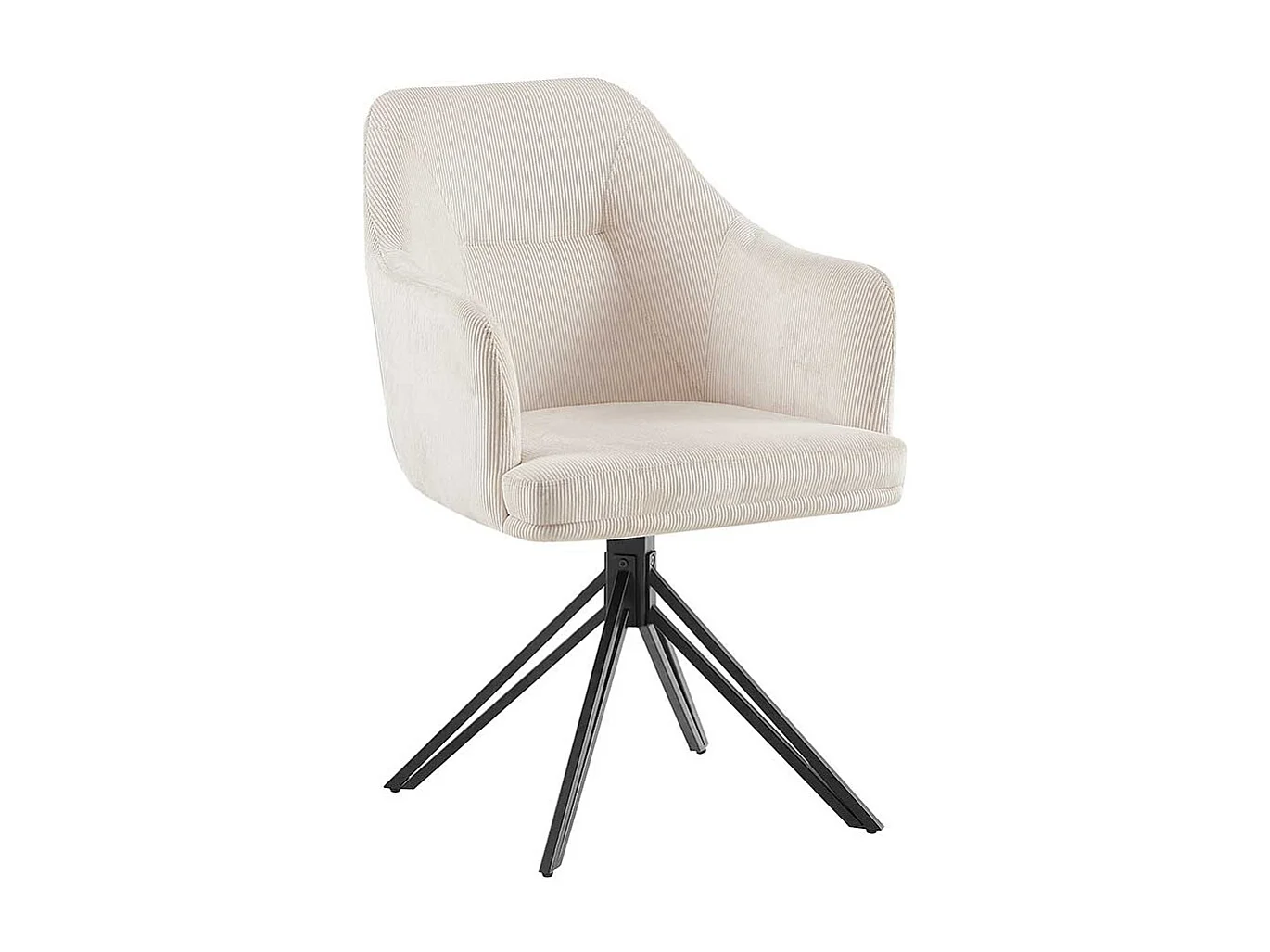 Armlehner Stühle Cord drehbar in Cremefarben Schwarz (2er Set)
