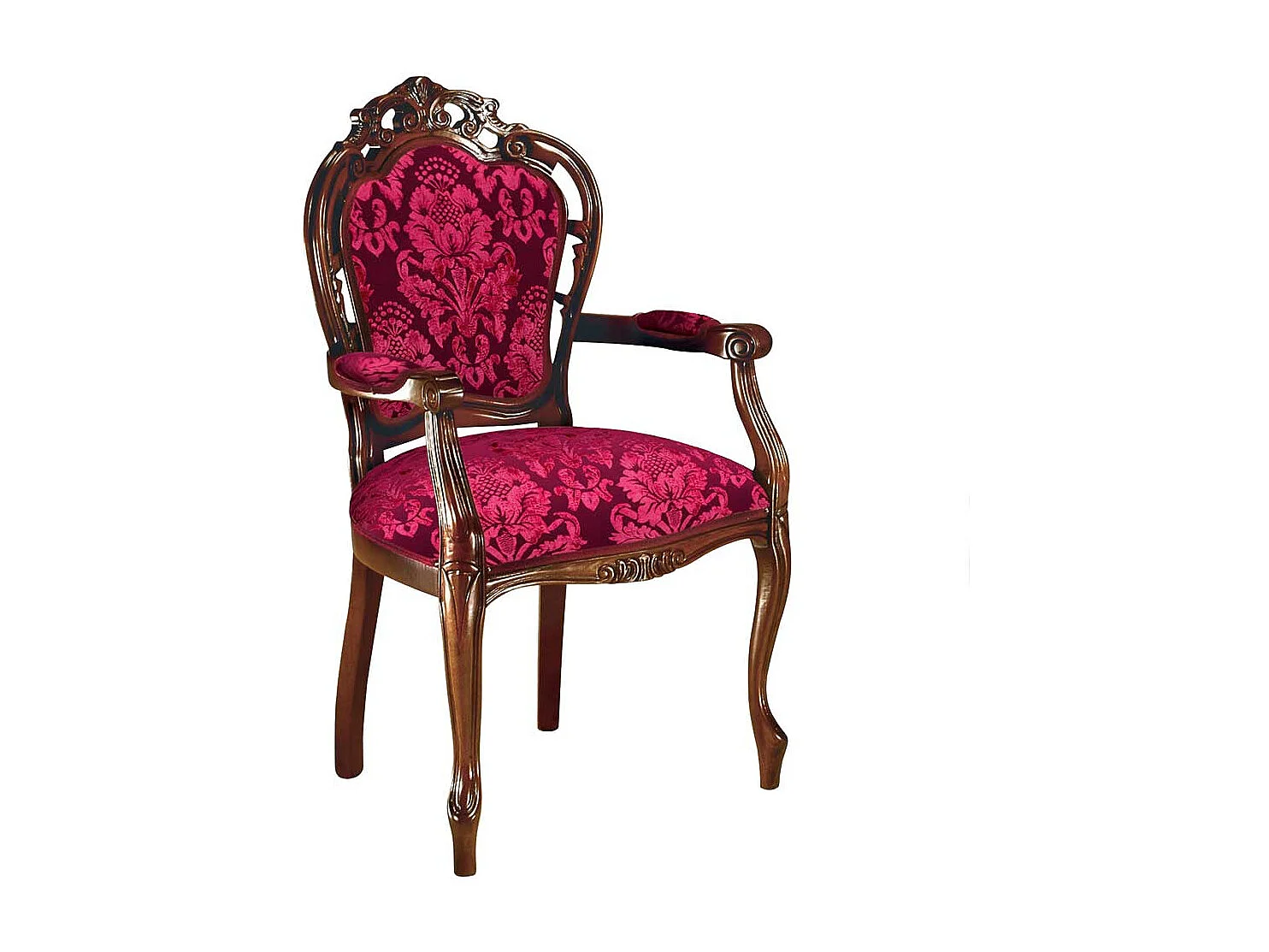 Esszimmerarmlehnstuhl mit hoher Lehne Nussbaumfarben & Rot