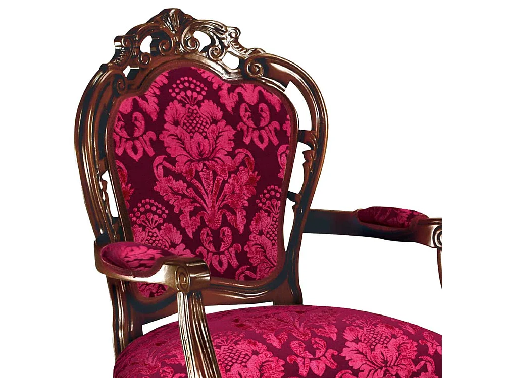 Esszimmerarmlehnstuhl mit hoher Lehne Nussbaumfarben & Rot