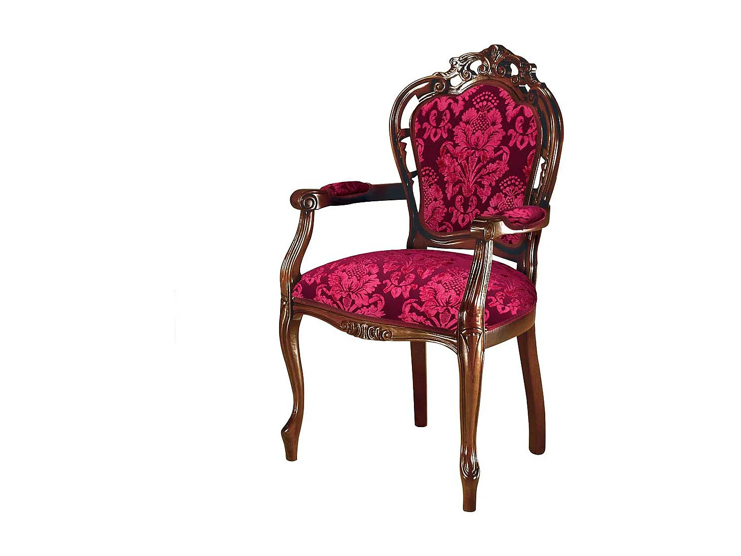 Esszimmerarmlehnstuhl mit hoher Lehne Nussbaumfarben & Rot