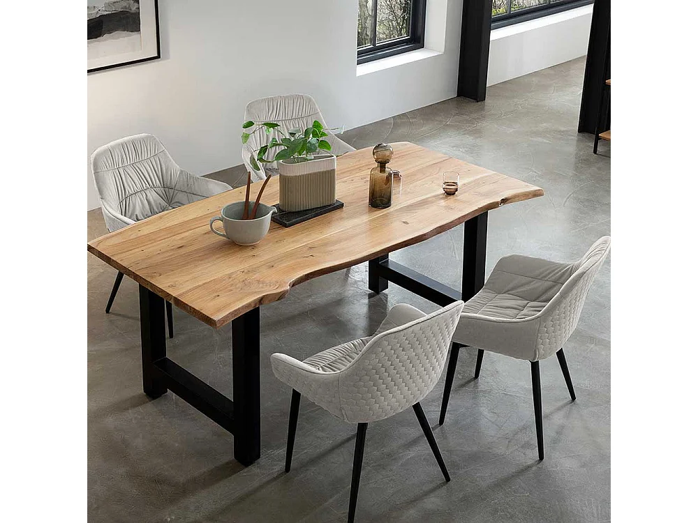 Esstischstuhl in Cremefarben Gestell aus Metall