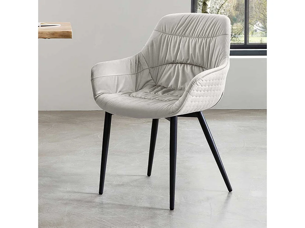 Esstischstuhl in Cremefarben Gestell aus Metall