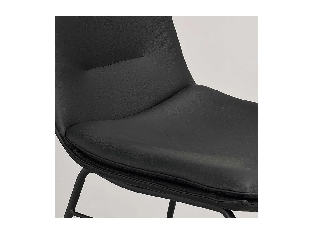 Lederstuhl Set in Schwarz Gestell aus Metall (2er Set)