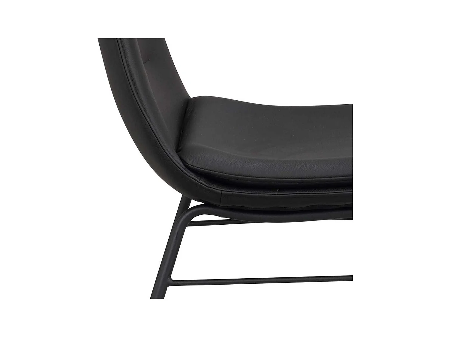 Lederstuhl Set in Schwarz Gestell aus Metall (2er Set)