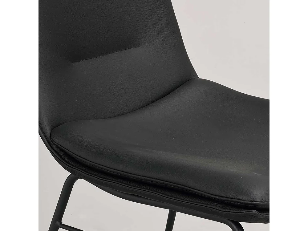 Lederstuhl Set in Schwarz Gestell aus Metall (2er Set)