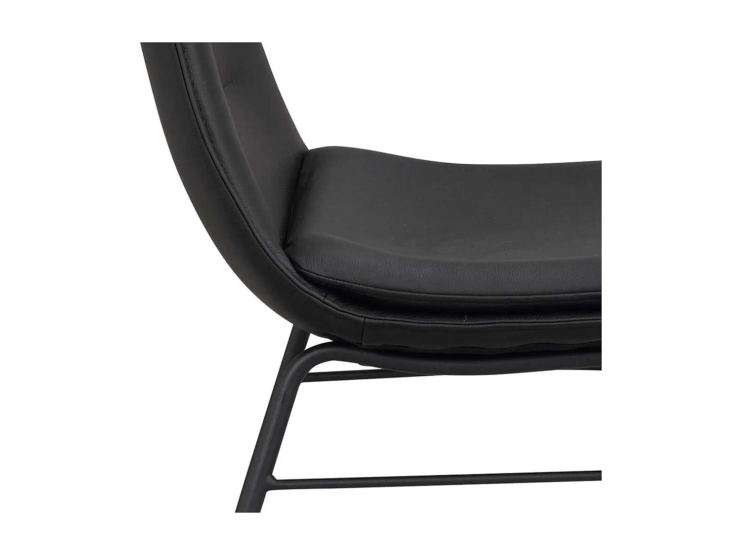 Lederstuhl Set in Schwarz Gestell aus Metall (2er Set)