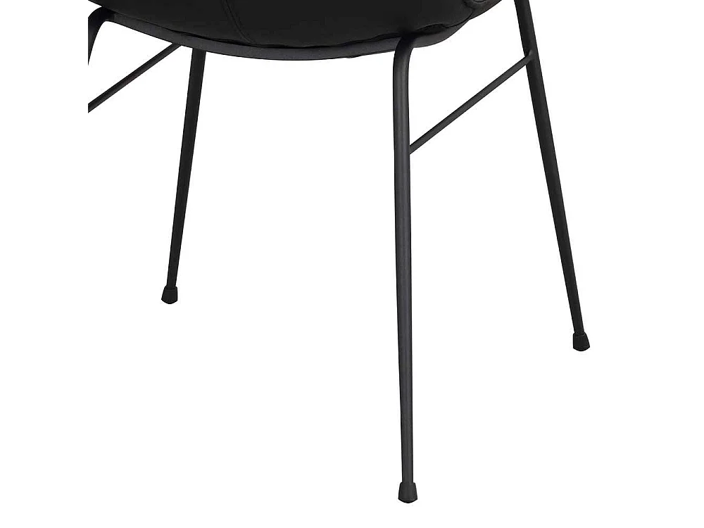 Lederstuhl Set in Schwarz Gestell aus Metall (2er Set)