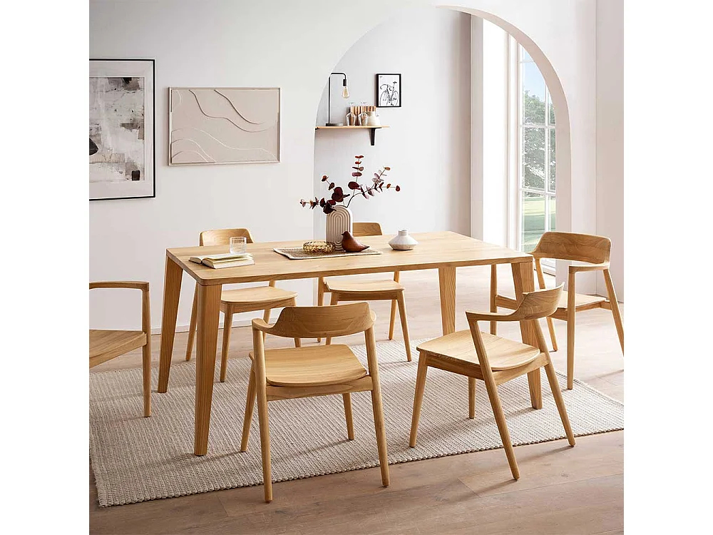 Armlehnstuhl Stuhl Massivholz im Skandi Design 46 cm Sitzhöhe